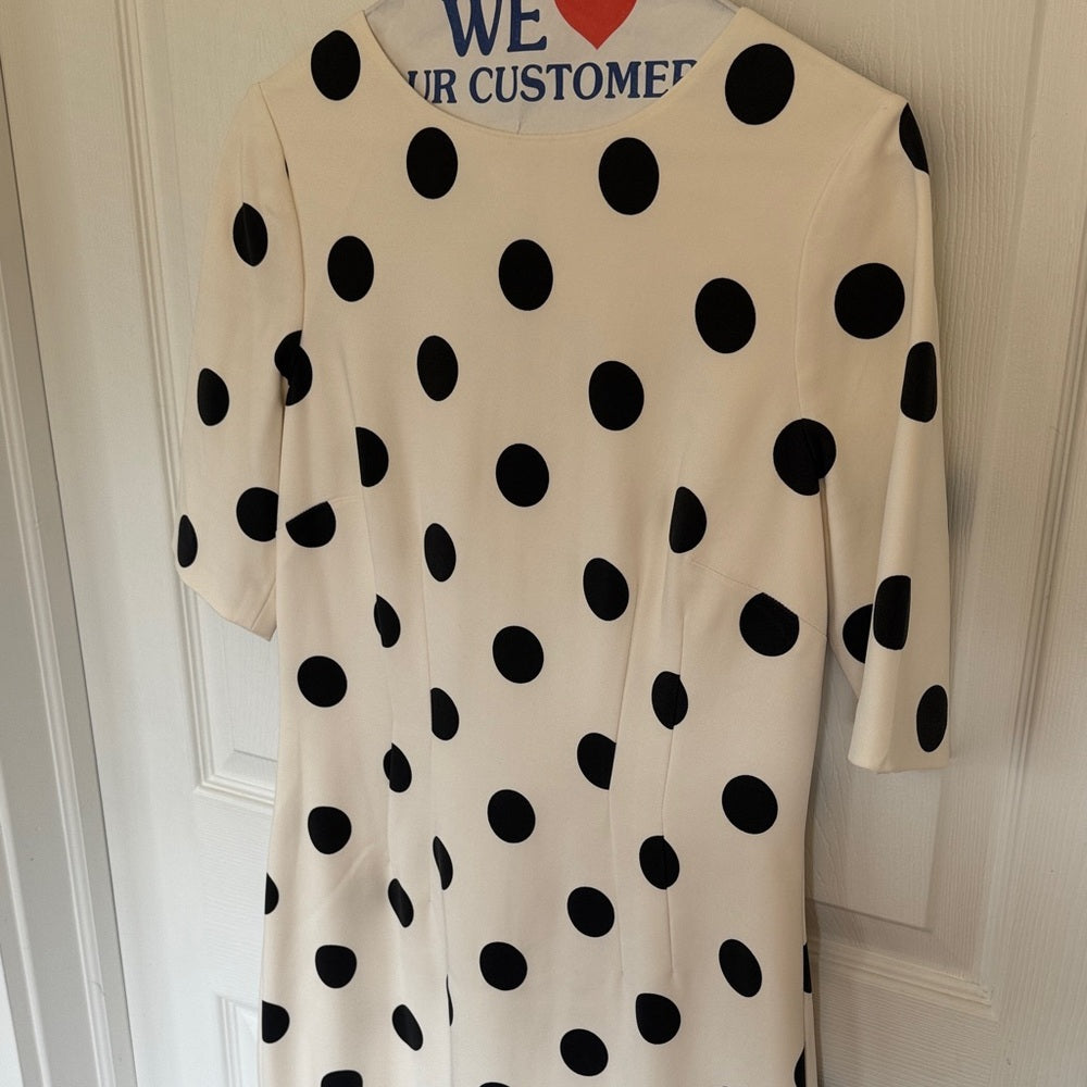Hobbs London Polka Dot Midi Dress - Black and Cream