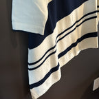 Flattering!  Zynergy by Chico's Navy and White Asymmetrical Sweater - Size 3