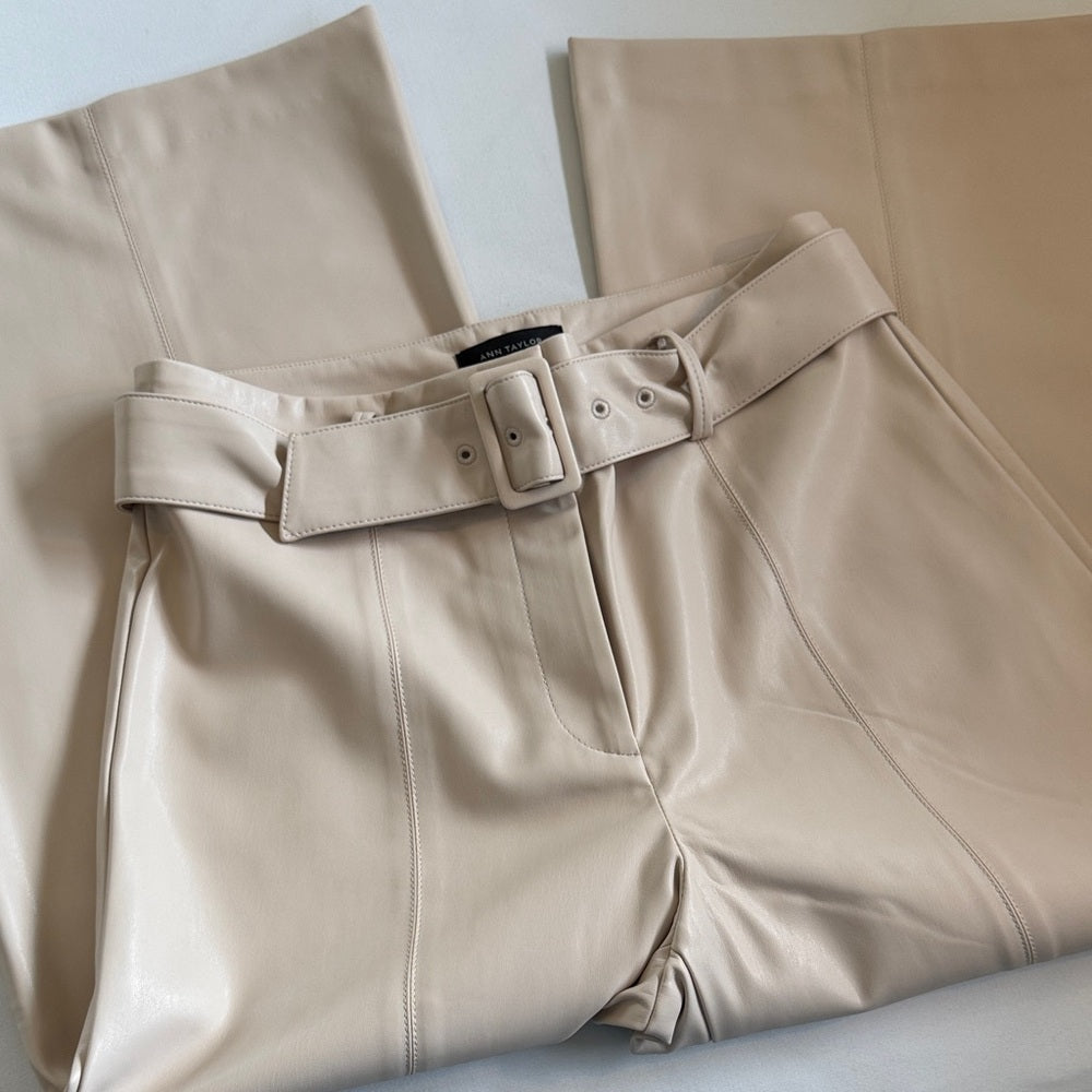 Ann Taylor Wide Leg Faux Leather Pants Sz 4