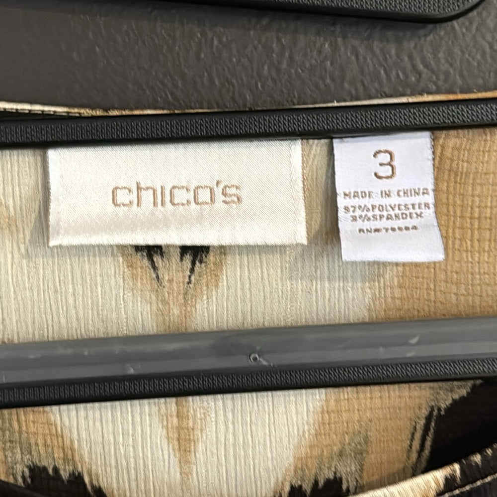 Chic!  Chico’s Dolman Animal print cinch waist top - Sz 3