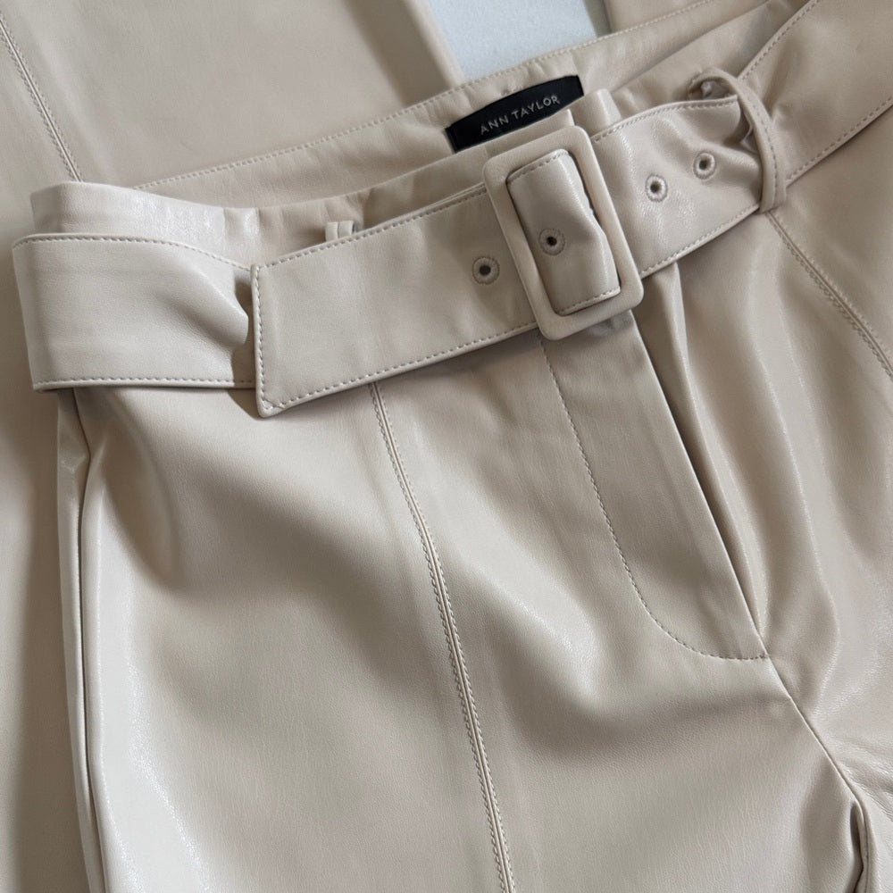 Ann Taylor Wide Leg Faux Leather Pants Sz 4