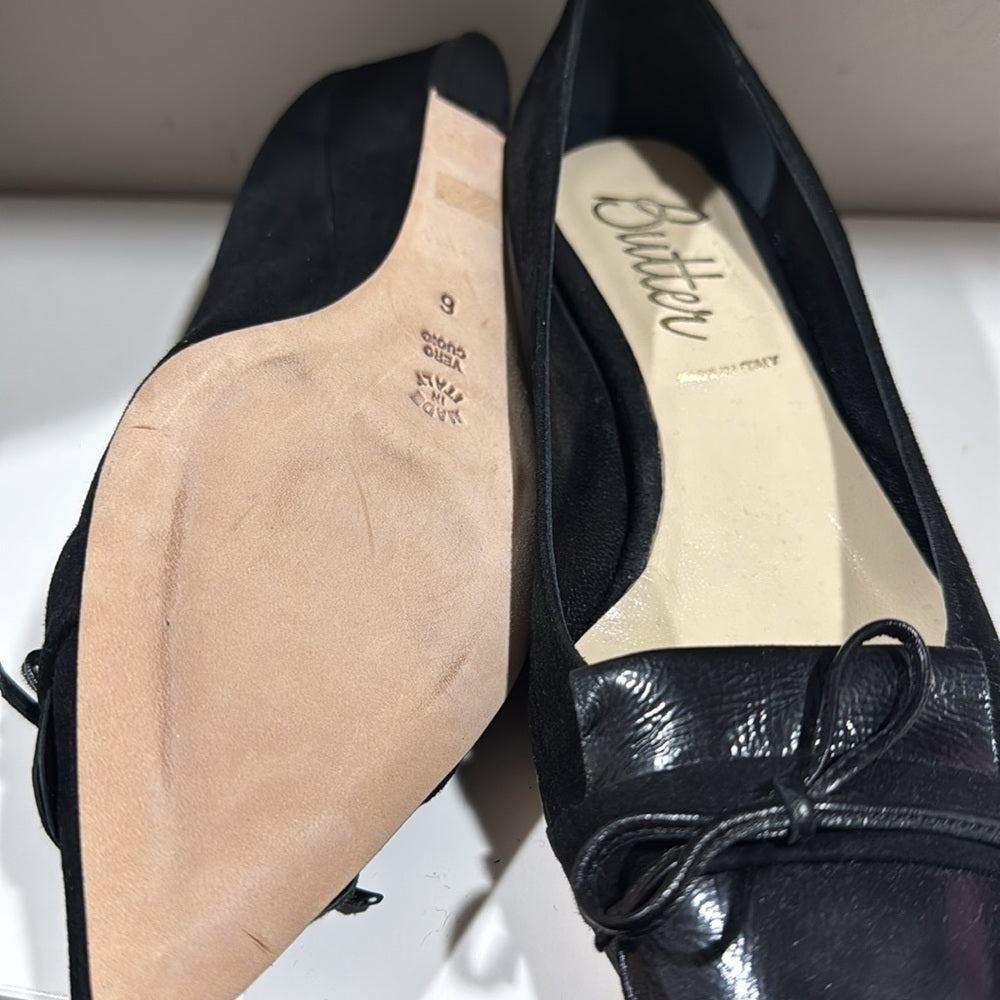 BALLET!  Butter Italian Black Women's Suede Shoes NWOT Sz 5.5