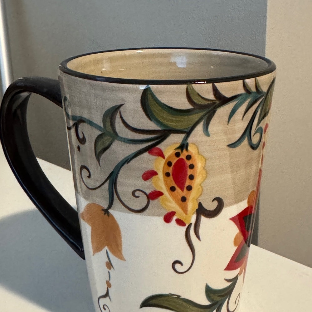 Colorful Floral Ceramic Mug Set of 4