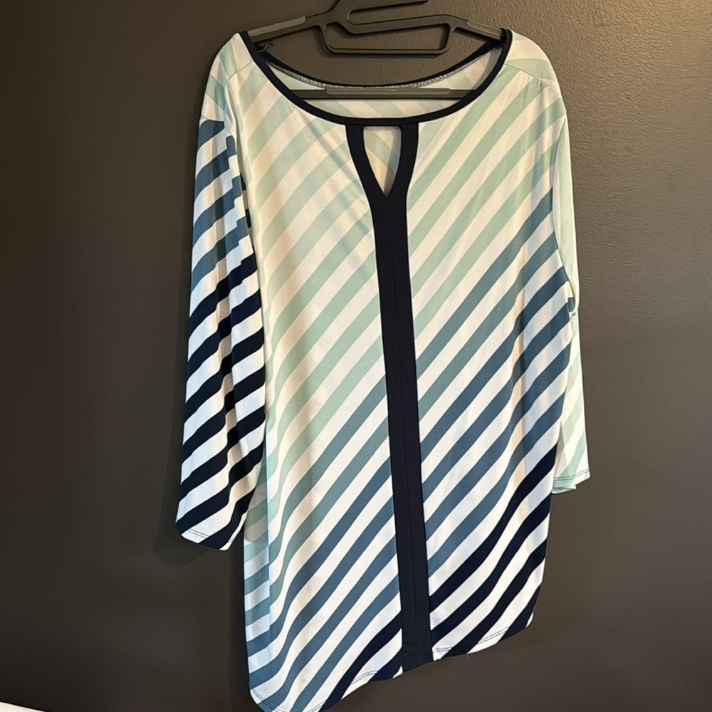 Color!  Asymmetrical top by Chico’s Easy Wear - Sz 3