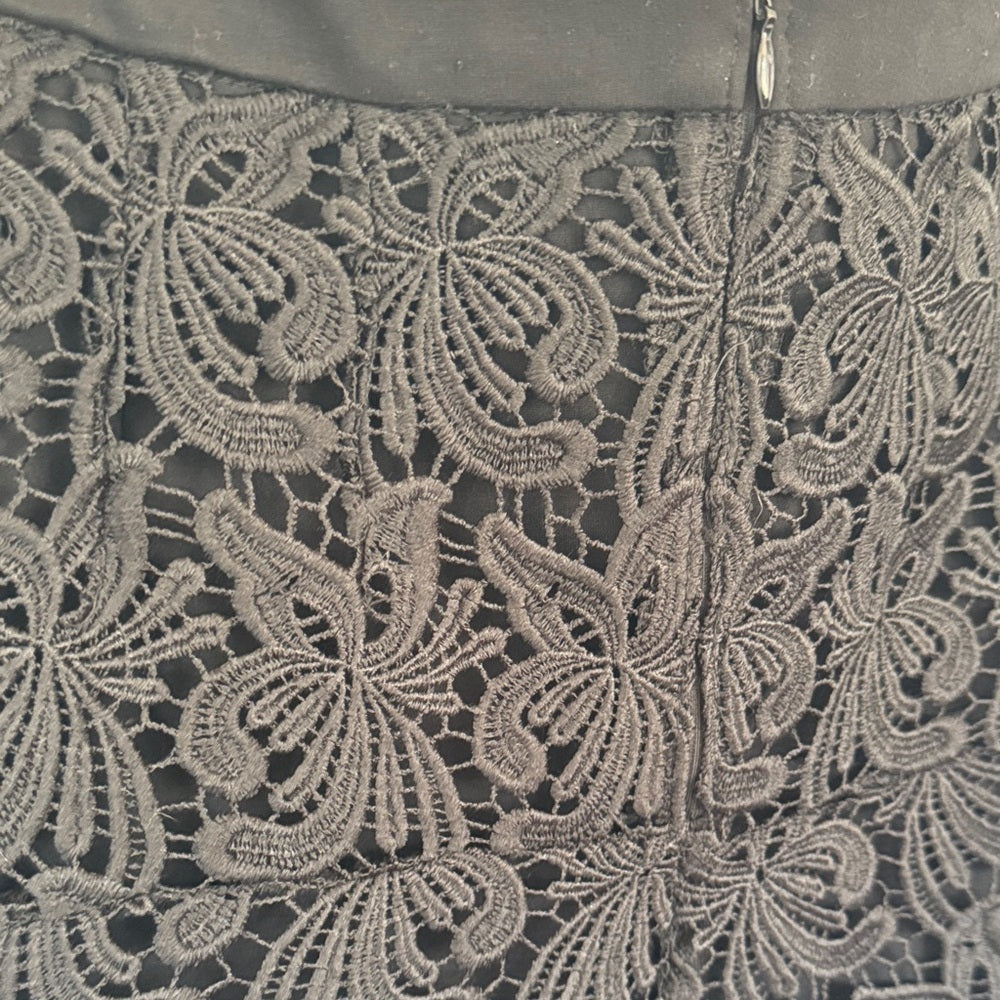 LOFT Black Floral Lace Skirt