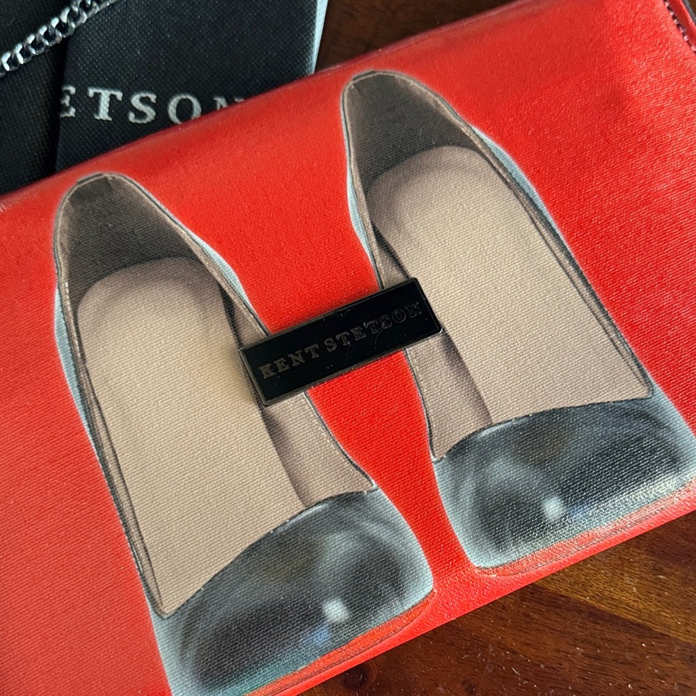 Kent Stetson signed Red Shoe Envelope Clutch - new, never used
