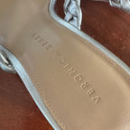 Veronica Beard Silver Braided Kitten Heeled Sandals