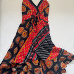 Color!  Boho Patchwork Summer Dress — Adjustable Straps - Size Small