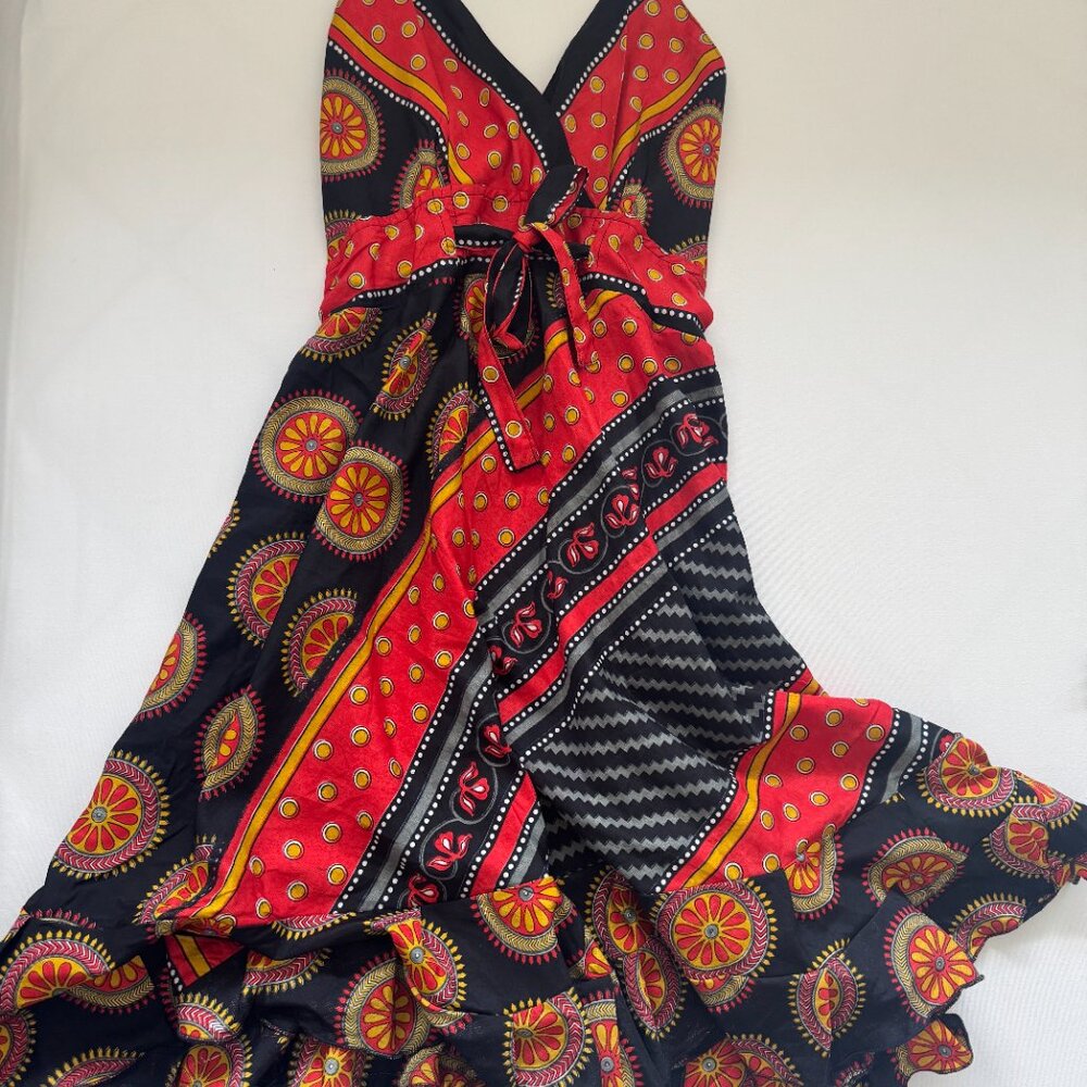 Color!  Boho Patchwork Summer Dress — Adjustable Straps - Size Small