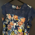 Sheer!  The Limited Floral Sheer Yoke Ruffle Sleeve Top - Size M