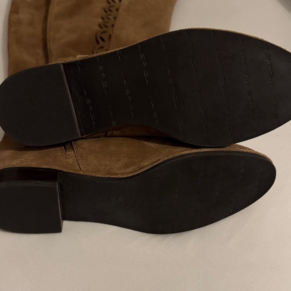 Via Spiga Cashew Inari Tan Low Heeled Boots - Sz 6