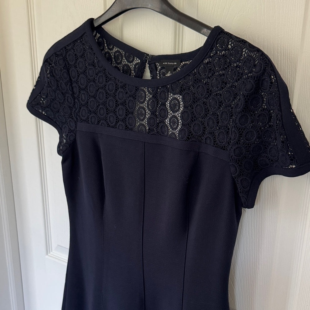 Ann Taylor Navy Lace Dress NWT Sz 6