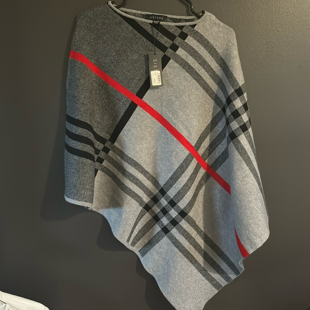 Pancho!  Sisters NWT Plaid Pancho - one size