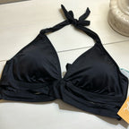 Tan!  NWT Kona Sol wrap halter bikini top in black. D/DD
