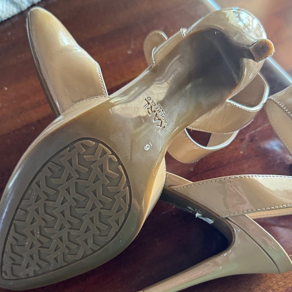 Karl Lagerfeld Women's Beige Patent Heels