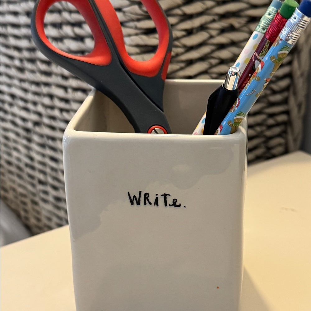 Rae Dunn White “Write” Ceramic Pencil Holder