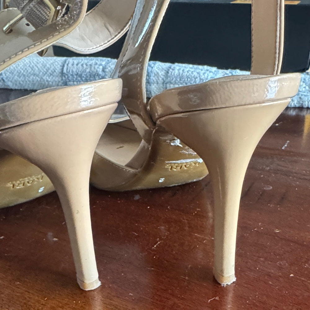 Karl Lagerfeld Women's Beige Patent Heels