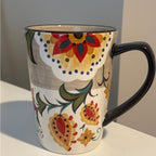 Colorful Floral Ceramic Mug Set of 4