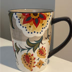 Colorful Floral Ceramic Mug Set of 4