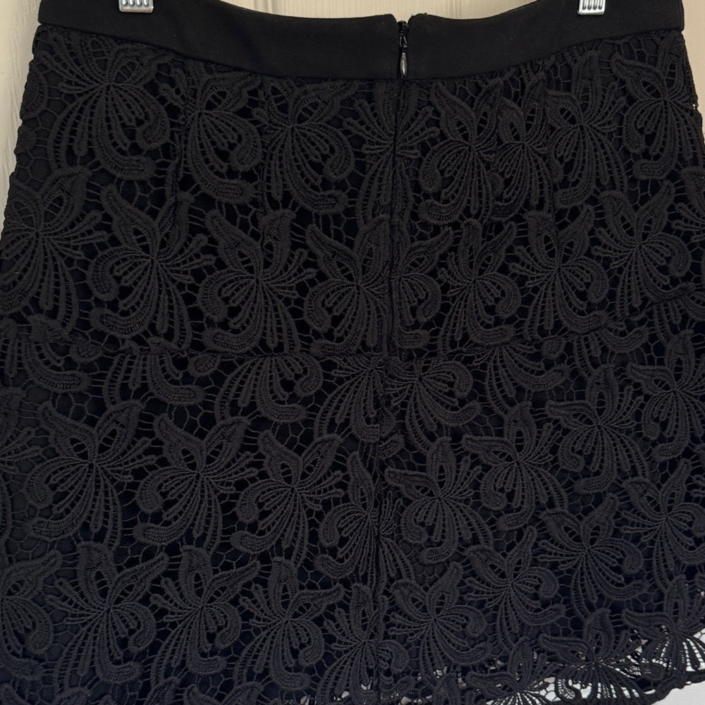 LOFT Black Floral Lace Skirt