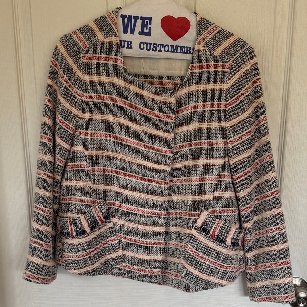 Zara Women's Summer Tweed Striped Jacket - M