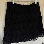 LOFT Black Floral Lace Skirt