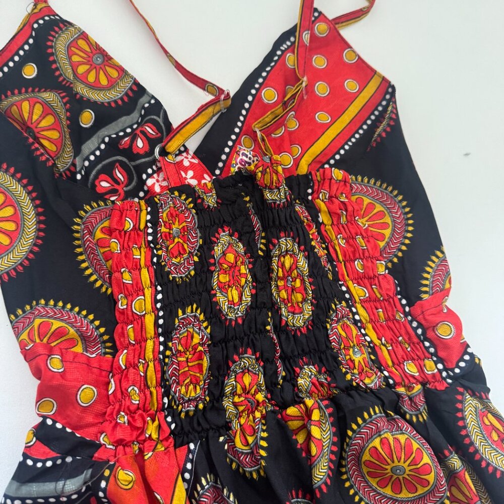 Color!  Boho Patchwork Summer Dress — Adjustable Straps - Size Small