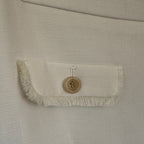 Ann Taylor Chic Cream Mini Skirt with Button and fringe Accents - Sz 4