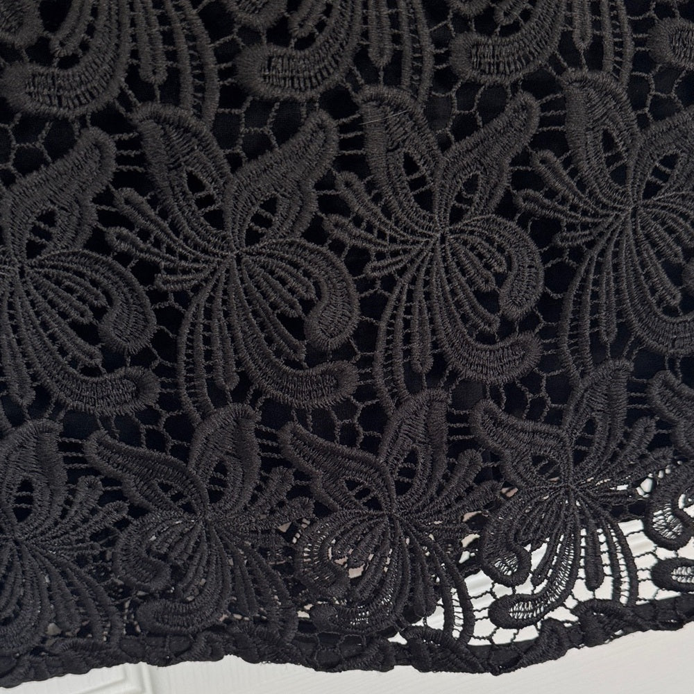 LOFT Black Floral Lace Skirt